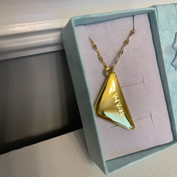 Prada Reworked Repurposed Triangle Necklace Gold - Picture 2 of 11